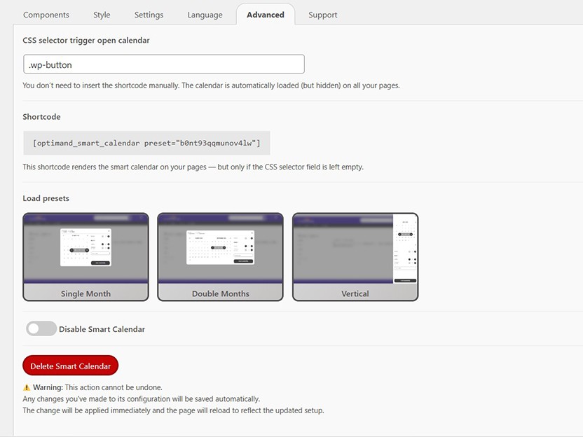 Configuración de Selector CSS y Shortcode